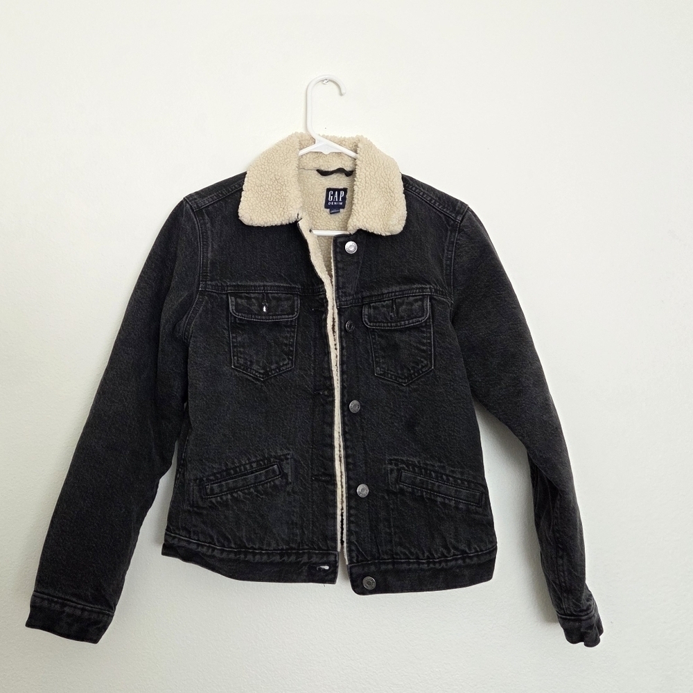 GAP Cream Sherpa Denim Black Leroy Jacket Size XS